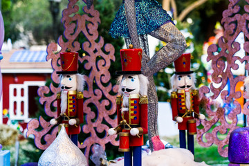 Christmas coming, toys, dwarfs, snow, snowman, Santa Claus, decoration, Christmas tree, bear, light, people