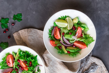 Fresh salad in bowls