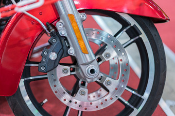 Brakes Close Up on a Motorcycle. Motorbike disk brake