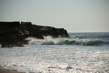 Naklejka na ściany i meble waves on the beach, atlantic ocean, portugal