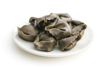 Squid ink tortellini pasta.
