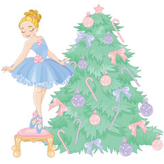 Little Ballerina and Christmas tree