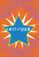 Handwriting text Antivirus. Concept meaning software designed to detect and destroy computer viruses Bordered Glowing Star on Rays of Light Starburst First Class Quality