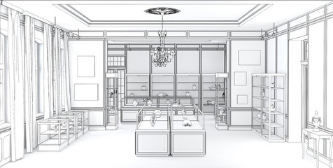 Fototapeta premium museum, exhibition hall, interior visualization, 3D illustration