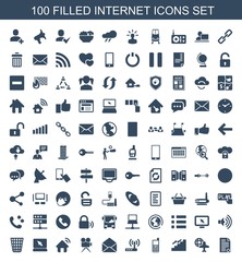 Fototapeta na wymiar internet icons. Set of 100 filled internet icons included document, globe and plane, stairs, old phone on white background. Editable internet icons for web, mobile and infographics.