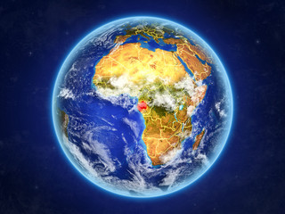 Gabon from space. Planet Earth with country borders and extremely high detail of planet surface and clouds.