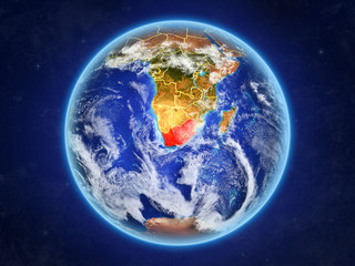 South Africa from space. Planet Earth with country borders and extremely high detail of planet surface and clouds.
