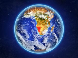 Namibia from space. Planet Earth with country borders and extremely high detail of planet surface and clouds.