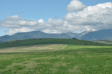 Mountains, views of the Western Tatras, snow-capped peaks. Slovakia.