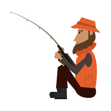 Fisherman with rod