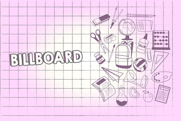 Writing note showing Billboard. Business photo showcasing large outdoor board for displaying advertisements hoarding School Supplies icon Educational Materials on Halfside with Text Space