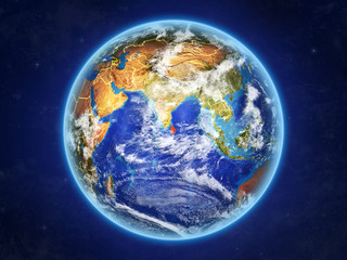 Sri Lanka from space. Planet Earth with country borders and extremely high detail of planet surface and clouds.