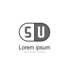 Initial letter SU Logo Template. Minimalist letter logo