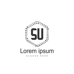 Initial letter SU Logo Template. Minimalist letter logo