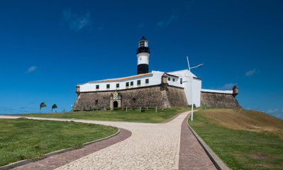 Fototapeta na wymiar Salvador Bahia - famous Barra Lighthouse tourist spot