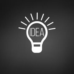 Fototapeta premium light bulb with rays and exclamation mark, good idea concept. vector illustration isolated on black background.