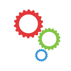 Three gear sign simple color icon, vector illustration isolated on background.