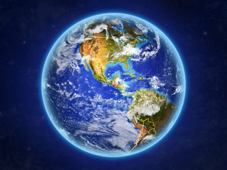 Guatemala from space. Planet Earth with country borders and extremely high detail of planet surface and clouds.