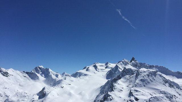Beautiful mountain range in France. Perfect for skiing or snowboarding, a fun winter vacation of extreme sport