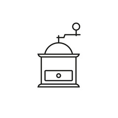 Coffee grinder line icon. Handle coffee mill outline sign. Vector illustration.