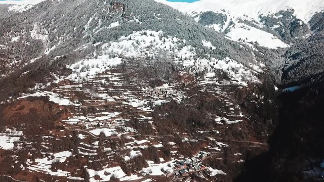 Courchevel aerial. Snow mountains. Ski sports. Drone.