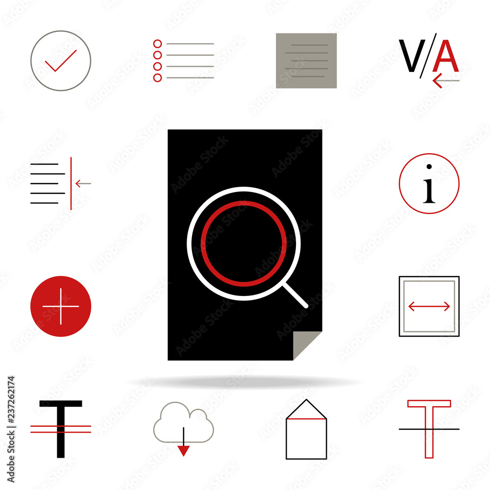 Poster page search icon. text editor icons universal set for web and mobile