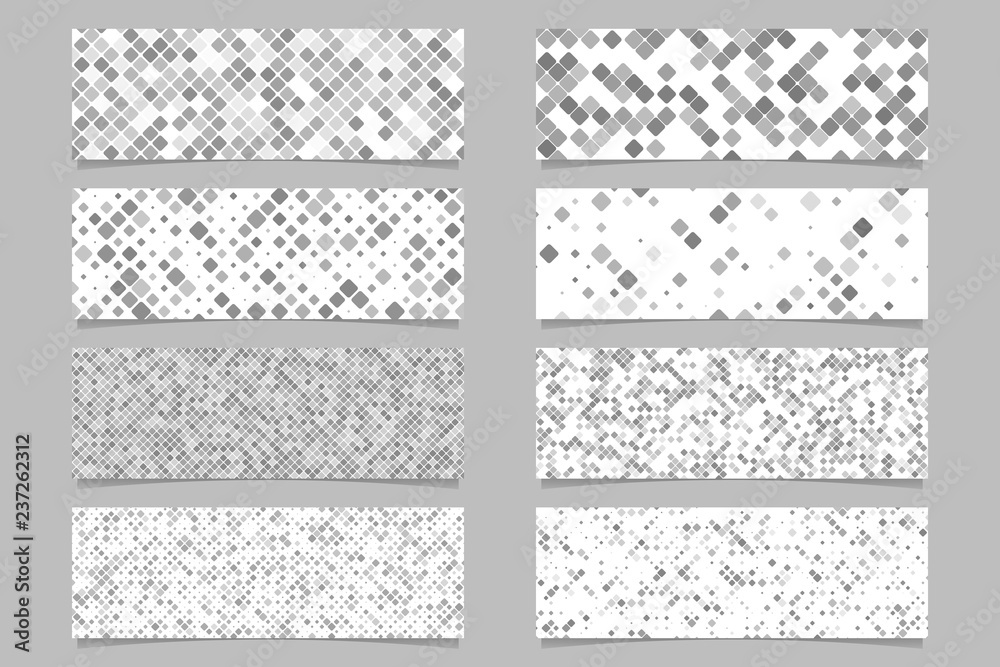 Poster abstract modern diagonal rounded square pattern banner background set - vector graphic design