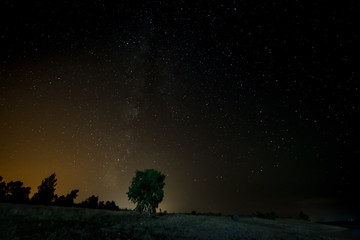 Night landscape near Gabriel and Galan. Extremadura. Spain.