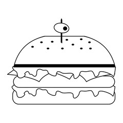 Hamburger fast food in black and white