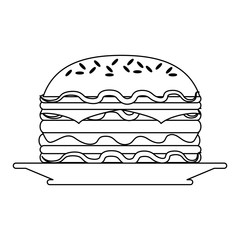 Hamburger fast food in black and white