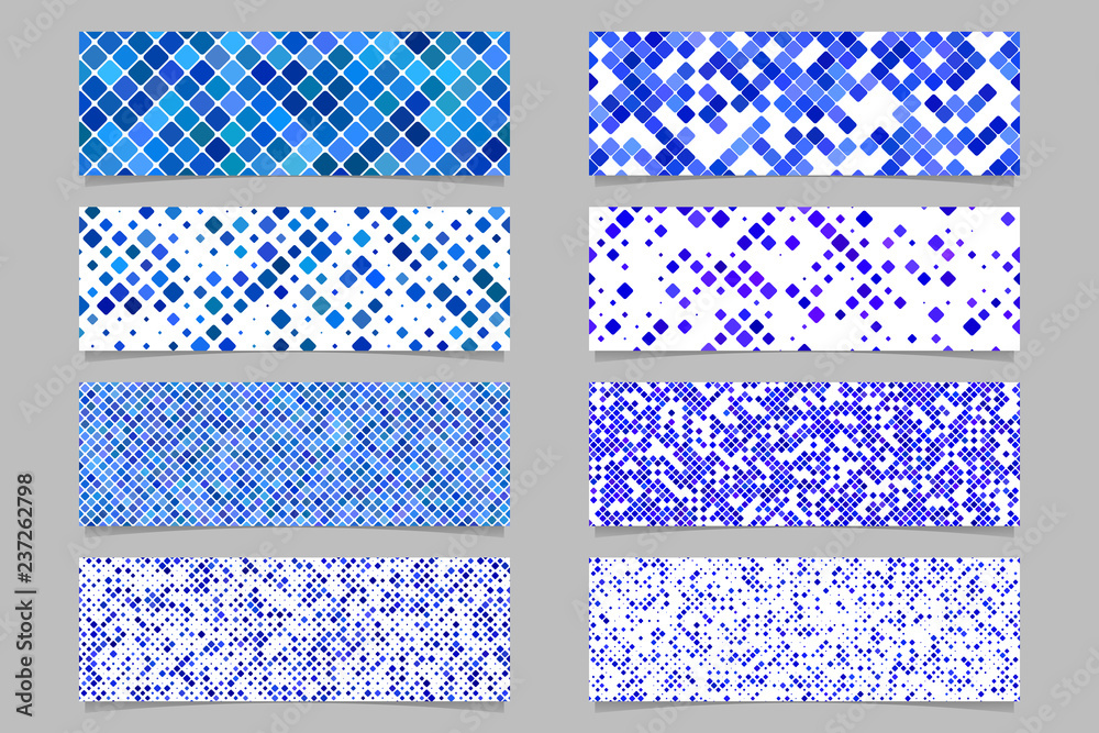 Poster abstract modern diagonal rounded square pattern banner background set - vector graphic design