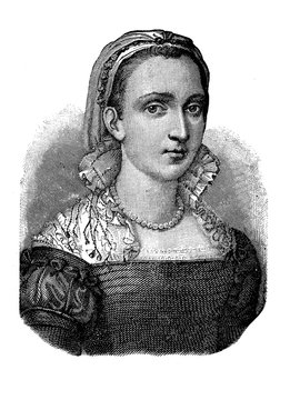Engraving portrait of Vittoria Colonna ( 1492 - 1547 ) ,  marchioness of Pescara,  Italian noblewoman and poet