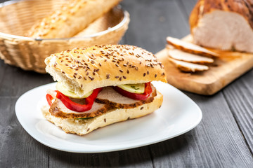 homemade roasted ham sandwich
