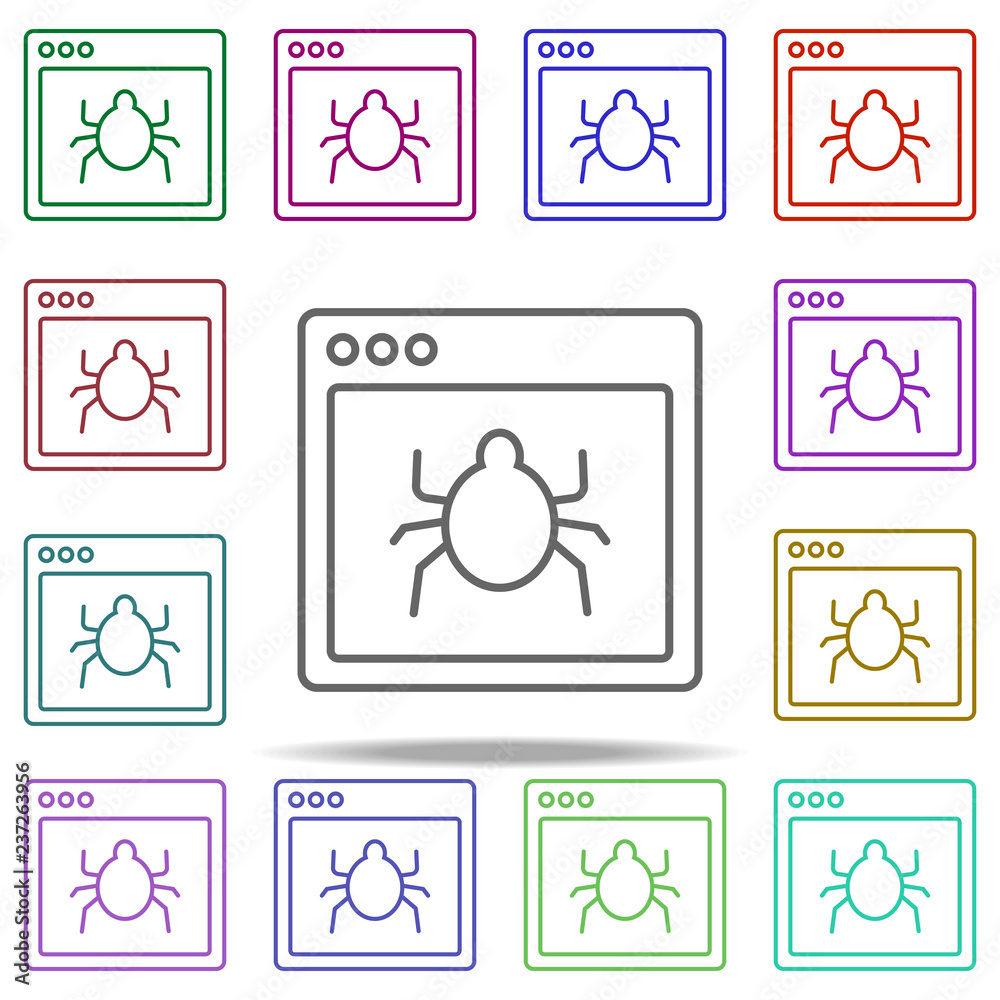 Poster browser virus webpage icon. elements of browser in multi color style icons. simple icon for websites