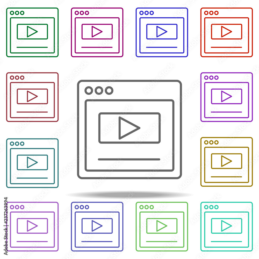 Poster browser video webpage icon. elements of browser in multi color style icons. simple icon for websites