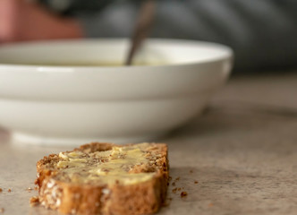 Irish wheaten bread with soup
