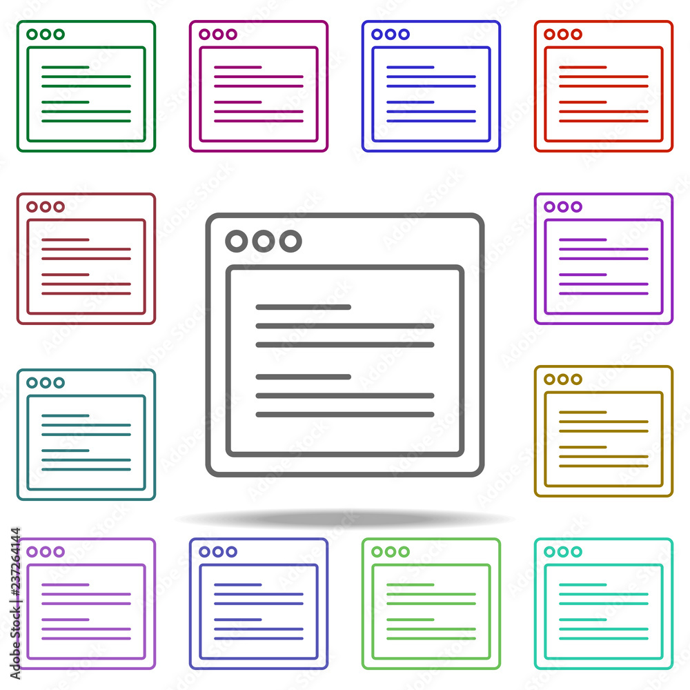 Poster browser double paragraph webpage icon. elements of browser in multi color style icons. simple icon f