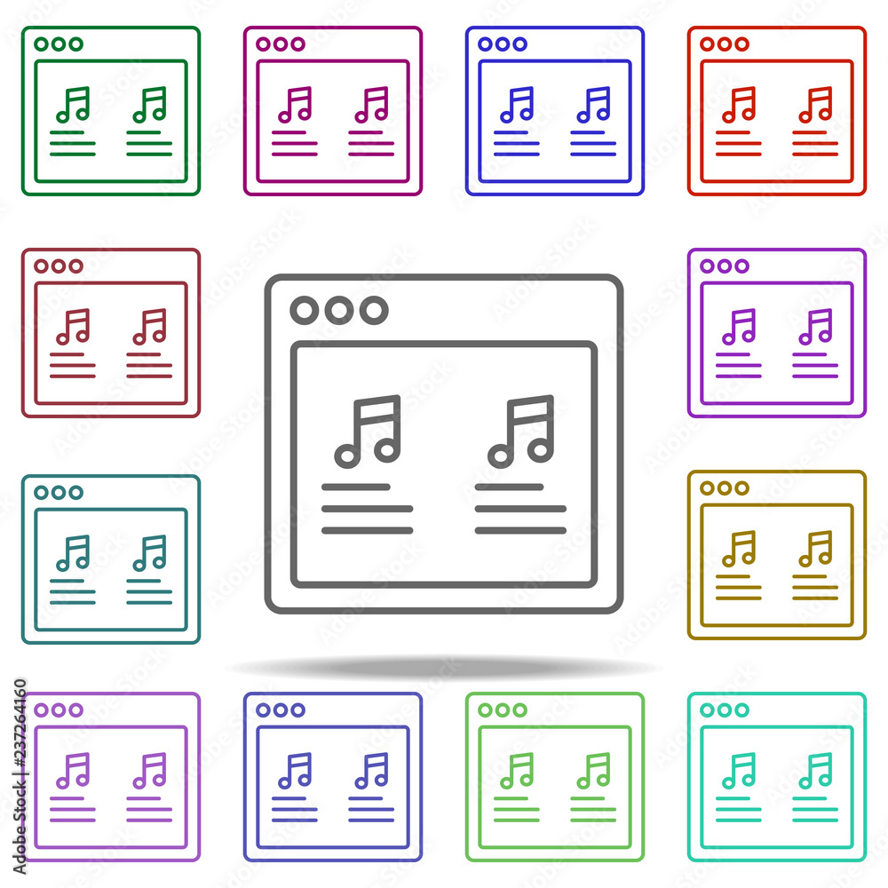 Poster browser details music webpage icon. elements of browser in multi color style icons. simple icon for 