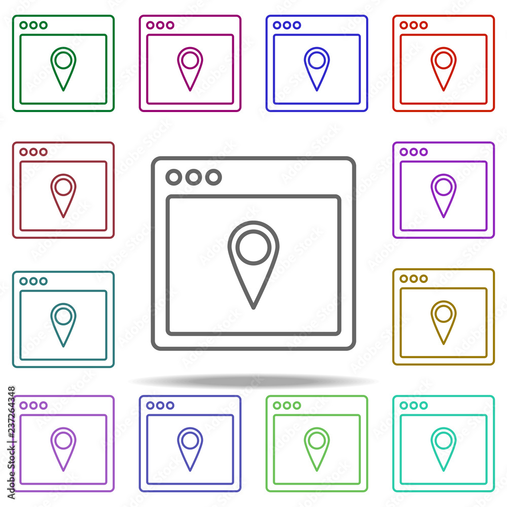 Poster browser location webpage icon. elements of browser in multi color style icons. simple icon for websi