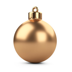 Golden christmas ball toy for fir tree.