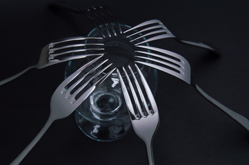 forks and glass