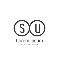 Initial letter SU Logo Template. Minimalist letter logo