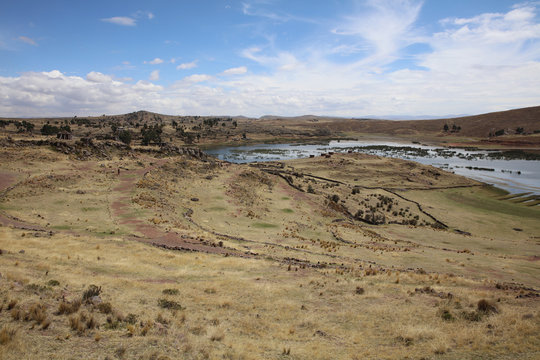 Chullpas in Sillustani. Puno Region. Peru