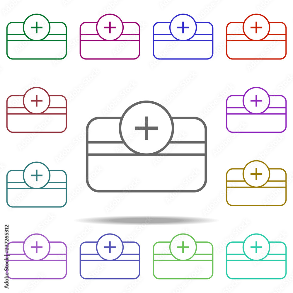 Poster add bank card icon. elements of commerce in multi color style icons. simple icon for websites, web d