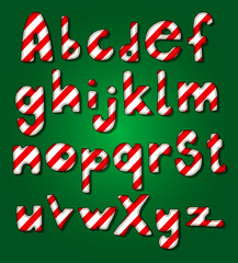 Hand drawn Christmas candy cane letters