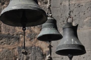 Mass bells in the old rock town of Vardzia in Georgia.