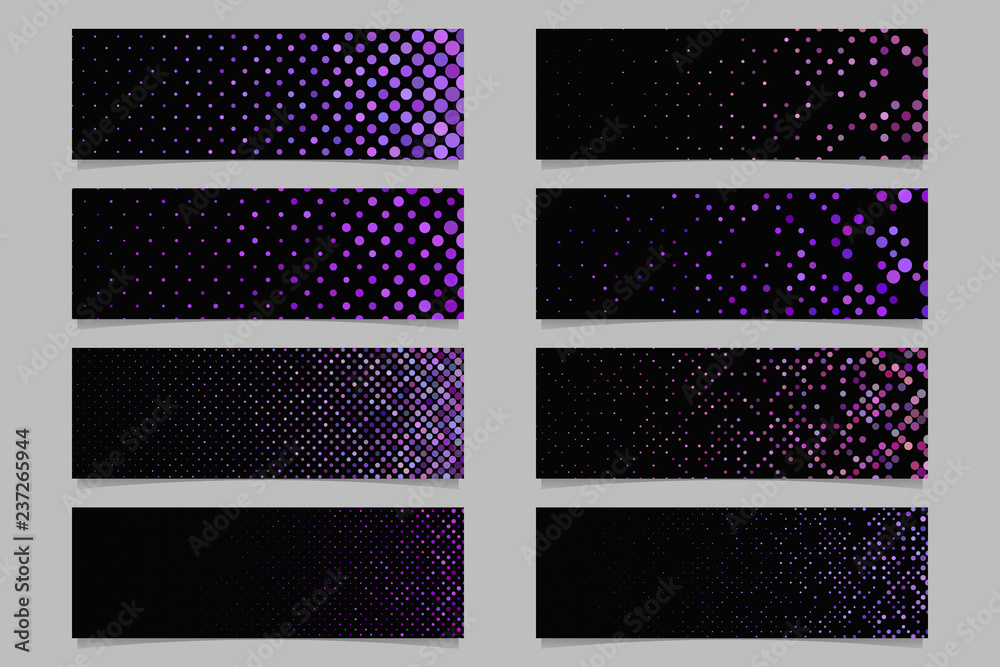 Wall mural purple abstract dot pattern banner background template set - vector graphic design