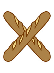 x kreuz baguette brot brötchen französisch frankreich lecker hunger essen bäcker backen comic cartoon clipart