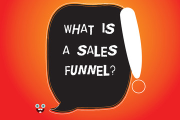 Handwriting text writing What Is A Sales Funnelquestion. Concept meaning Explain a marketing advertising method Blank Color Speech Bubble Outlined with Exclamation Point Monster Face icon
