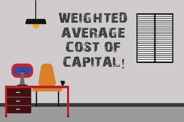 Fototapeta premium Writing note showing Weighted Average Cost Of Capital. Business photo showcasing Wacc financial business indicators Minimalist Interior Computer and Study Area Inside a Room